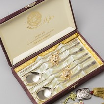 H.JIN 복 호박티타늄골드 수저세트, H.JIN 복 호박티타늄수저세트(호박티타늄수저2세트+24k금수저받침2개)+무료선물포장+쇼핑백, 골드