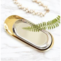 스틸 메탈 트레이 스텐 철제 인테리어 소품 북유럽 플레이트 엔틱 쟁반, 실버S+골드L