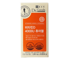 식약처 인증 인정 종근당건강 닥터굿스 비타민D 4000IU 츄어블 뼈 건강 칼슘 인 온가족 비타민보충 현대인 직장인 3개월 6개월 간편섭취 홈쇼핑 방송 건강 식품 인증, 90정 X 1박스