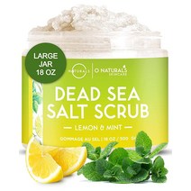 [정품] O Naturals 각질 제거 사해 소금 자몽 에센셜 오일 페이스 바디 & 풋 스, Lemon and Mint