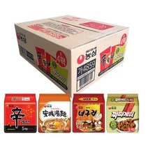 농심 신라면 120g x 5p + 안성탕면 125g x 5p + 얼큰 너구리 120g x 5p + 짜파게티 140g x 5p, 20개입