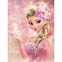 다이아몬드 페인팅 만화 초상화 풀 라운드 모자이크 자수 크로스 스티치 아트 방 DIY 장식, 30x40cm, Elsa