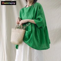 퀸앤조이 린넨의 계절 박시한 썸머 블라우스