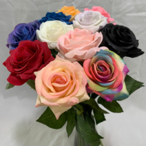 장미 조화 모음 11color 로즈 꽃 인테리어 소품 튤립 파란 레드 흑 화이트 장식, 3.화이트 로즈