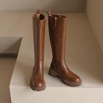 여성 승마 부츠 통기성 가죽 롱 미들 부츠 승마 무릎 부츠 여성용 두꺼운 겨울 나이트 부츠 무릎 높이 긴, 01 브라운_03 38