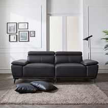 [☆Coupang 지원금 2만원☆]장인가구 레비앙 헤드레스트 3인용 가죽소파 다크네이비