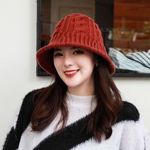 꽈배기 벙거지모자 가을 겨울 여성 여자 니트 방한 양모 울 외출 중년 모자 보넷 버킷햇