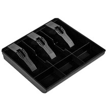 상자 교체 돈 보관함 등록 슈퍼마켓 상점 보관 주최자 용 트레이 서랍 삽입, 24.6x24.4x3.5cm, 검은 색