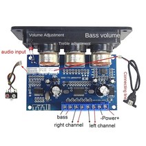앰프 1Set 2.1 Channel DC12-20V Digital Amplifier Board Subwoofer Class D With AUX CableUSB Cable, [01] Blue
