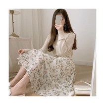 여름 쉬폰 a 라인 플리츠 롱 스커트