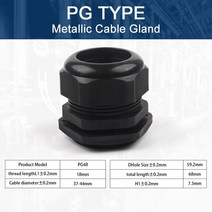 견고한 케이블 글 랜드 IP68 방수 조정 가능한 커넥터 PG29 PG36 플라스틱 나일론 조인트 DIY 이동, 01 1 PCS, 09 Black PG48