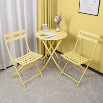카페테이블세트 가구 농막 정원 까페 2인 식당 휴게실 업소용, 의자2개원형테이블노란색사각테이블교체가능