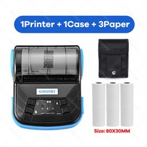 자동탬핑기 무선 새 버전 80mm 블루투스 4.0 안드로이드 POS 영수증 열전사 프린터 빌 기계 상점 슈퍼마켓, 02 Blue add 3Rolls_01 EU 플러그