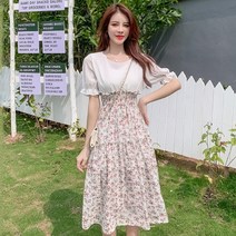 타니즈 루첸 프릴 레이스 플라워 미디원피스