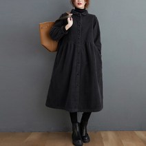 둥근카라원피스 앞단추 벨벳 겨울 결혼식 하객 셔츠형 코듀로이 골덴 임산부 빅사이즈 원피스