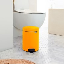 brabantia Brabantia 발로 작동하는 가벼운 럭셔리 5L 쓰레기통 뚜껑이 있는 현대적인 간단한 소형 가정용 쓰레기통, [한정판] 미네랄 선샤인 오렌지