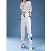 캐주얼바지 화이트 트레이닝바지 여성 와이드 루즈핏 조거 트렌드 봄가을 츄리닝바지 슬림핏 작은 키 2972841728