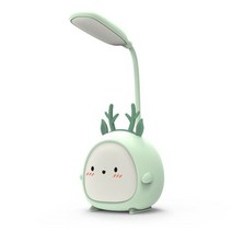 귀여운 만화 LED 책상 램프 Foldable 주변 조명 3 기어 조정 가능한 USB 충전식 독서 빛 눈 보호 야간, 11 green deer