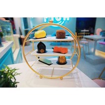 디저트케이스 진열대 북유럽 바스켓 푸드 베이커리 진열장 빵쇼케이스 마카롱선반 쿠키선반 카페인테리어 엔틱 유니크 홈까페, 원형 골드 직경 40