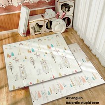 폼포드 폼보드 하드보드지 빛나는 놀이 매트 xpe 퍼즐 매트 두꺼운 테이프 방 크롤링 패드 접이식 매트 카펫, 범 펭귄, 200x150x1cm(0.4인치)