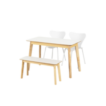 까사미아 일상고백 For casamiashop 리에토 HPM 사각 테이블 4인 A형벤치1＋의자2, 화이트