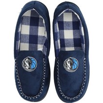 FOCO 남성 FOCO 댈러스 Mavericks 팀 로고 Flannel 모카신 슬리퍼 280286