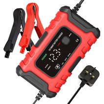가정용전기차충전기 전기차충전기 FOXSUR-12V 6A 자동차 스마트 배터리 충전기 모터사이클 AGM GEL Wet 납 산성 완전 자동 펄스 수리 액세서리 신제품, [07] UK Plug (Red)