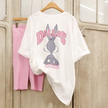 달라버니 백프린팅 오버핏 반팔 티셔츠 롱티 여름