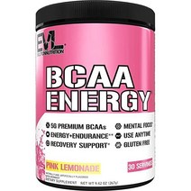 EVL BCAAs Amino Acids Powder - Rehydrating BCAA Powder P Workout Recovery Drink with Natural Caffein, 30 Servings (Pack of 1), Pink Lemonade