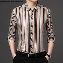 TIL 남성골프의류 실크 스트라이프셔츠 긴팔티셔츠