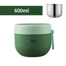 일회용도시락 710ML 스테인레스 스틸 도시락 마시는 컵 숟가락 음식 열 항아리 절연 수프 보온병 용기, Green 600ml