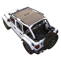 SPIDERWEBSHADE 지프 JL 4도어 (2018 - 현재)와 호환되는 메시 지프 햇빛 가리개 탑 미국산 메시 햇빛 가리개 탑 햇빛 가리개 지프 액세서리 (탠)