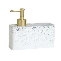 주방 싱크 수조 액체 손 비누 디스펜서 펌프 병 주최자 홀더 주방 보관 욕실 수납 접시 스폰지 및 브러쉬, 블루 마블, 16.5x14.5x5.5cm, 수지