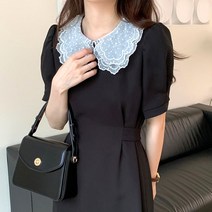 우아한 여성 여름 고급 반팔 미디 원피스 데이트 소개팅 여친 룩