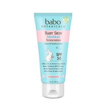 Babo Botanicas 선크림 유아용 온가족 SPF 50 선블럭 저자극 자외선차단제 방수 미네랄 선로션 177ml 1개