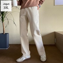 조군샵 빅사이즈 조군샵 내츄럴컬러 세미와이드 밴딩 크림진_JG1944