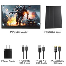 15.6 휴대용 모니터 유형 C USB-C HDMI FHD IPS HDR 호환 컴퓨터 패널 PS4 스위치 Xbox One 노트북 전화, 02 Touch Version_01 영국 플러그