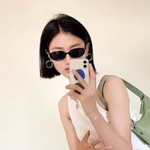 인싸 캣아이 미노이 선글라스 [커트코베인 힙한 웃긴 타원형 레트로 뿔테 블랙선글라스 안경]