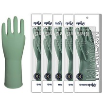 쿼카스마켓 마미손 컬러풀 고무장갑 M 중 x 5개 주방 위생 파스텔 칼라 5컬러, 딥그린