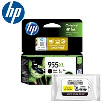 HP 정품잉크 955XL검정 + 항균물티슈 8710 8720 8730 8740, 1개, 정품_955XL검정(대용량) + 항균물티슈
