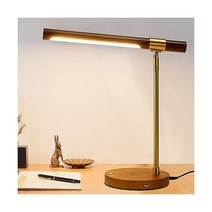 무선 충전기가 있는 Myhaptim LED 우드 그레인 책상 램프 USB 충전 포트가 있는 홈 오피스용 책상 램프 터치 컨트롤 책상 조명 조정 가능 야간 조명이 있는 아이케어