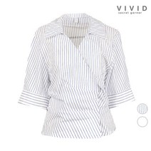 [비비드 시크릿가너] VIVID 여성 모던 핀탁셔링 여름 랩 블라우스