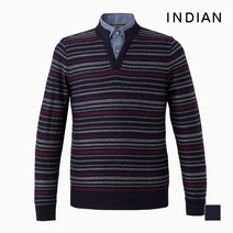 인디안 INDIAN 멀티 스트라이프 셔츠 레이어드 니트_MITBPWF8421