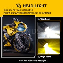 RUIANDSION 2 개 H6M LED P15D-25-1 스쿠터 헤드 라이트 바이크 오토바이 전구 화이트 옐로우 스위치 백 AC/DC 9V-85V 12V 24V 3000Lm, [01] P15D-25-1, [01] White yellow switch