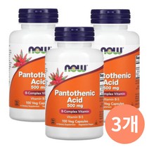 나우 푸드 판토텐산 500mg 100베지캡슐 3개 세트, 100정