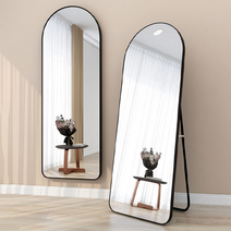 루나글램 아치형 스탠드 벽걸이 전신거울 1500x400mm, 블랙