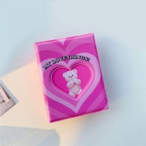 귀여운 곰 사진 앨범 3 인치 러브 하트 할로우 Kpop 카드 바인더 포토카드 ID 홀더 40 포켓 명함 책, B4