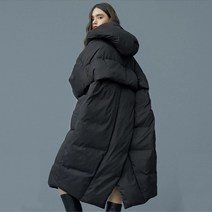 (블랙 그레이 레드)루즈핏 여성촬영파카 벌 날개 뒷트임 폼폼이 롱패딩 오버코트 빅카라 막스마 빅포켓 여자큰옷 롱패딩코트 2022 공효진 수지 후드파카