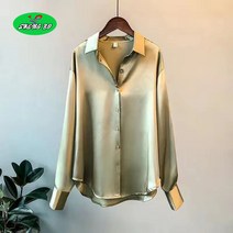 SHENGBO샤틴 블라우스 세련된 오피스 새틴 격식 모임룩+QDR124