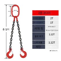 더블후크 크레인 후크 체인 리프팅 갈고리 슬링, 2톤 레그 2개  2m